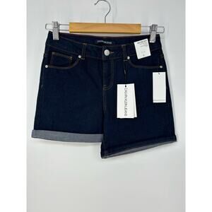 NWT Calvin Klein Girls Size 12 Dark Blue Wash Denim Shorts 5.5" Inseam Mid Rise